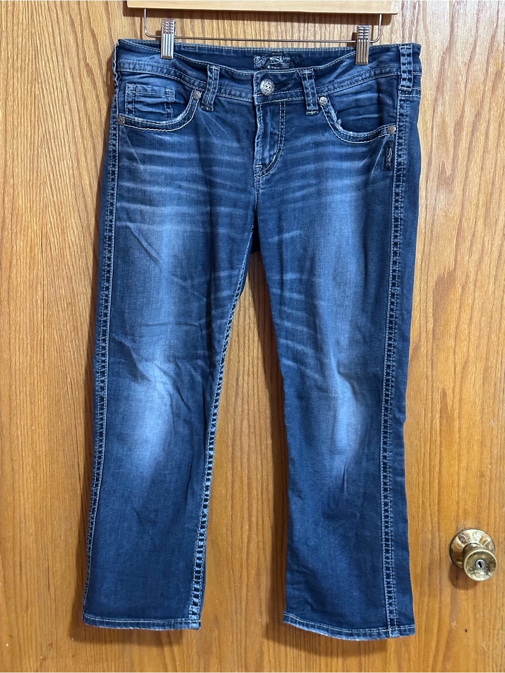 Silver Jeans Dark Blue Straight‎ Leg Capris sz 30